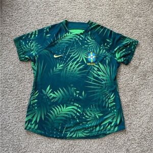 Nike Brazil Academy Pro Match Soccer Jersey palms Size XL blue green